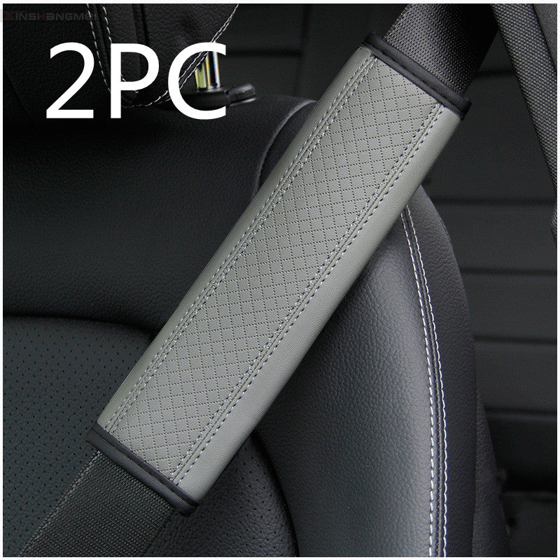 Luxury Fiber Leather Embossed Car Seat Belt Shoulder Pad | Comfort & Style