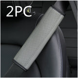 Luxury Fiber Leather Embossed Car Seat Belt Shoulder Pad | Comfort & Style