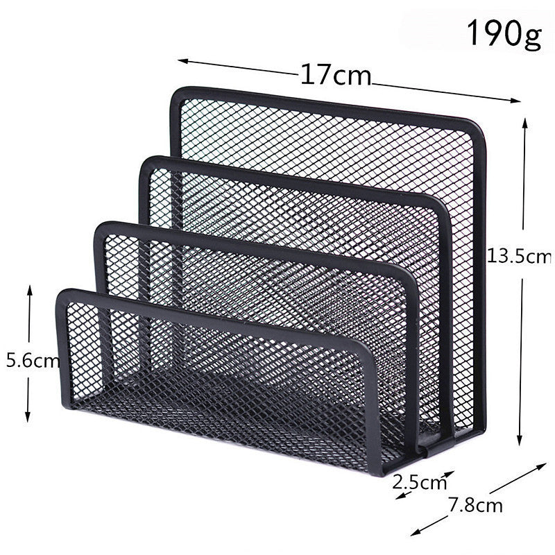 Metal Mesh Desk Organizer Book Shelf & File Holder 1-Piece Office and Home Table Storage Solution Supplies Caddy