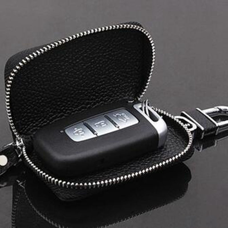 Genuine First Layer Leather Car Key Case | Luxury Litchi Grain Key Fob Cover
