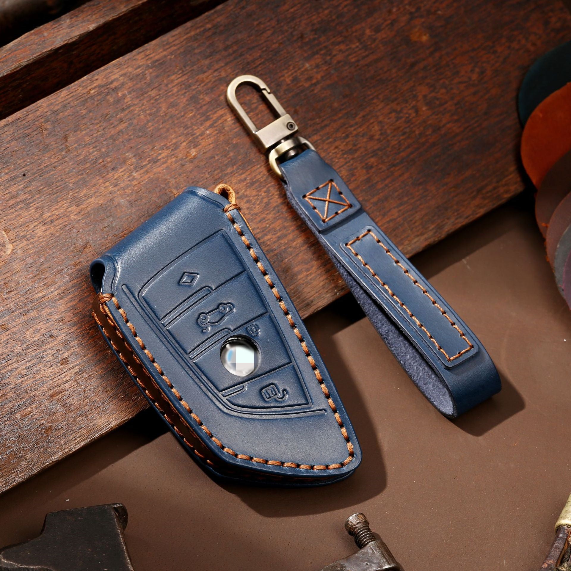 Luxury Handmade Genuine Leather Car Key Cover | High-End Key Fob Case