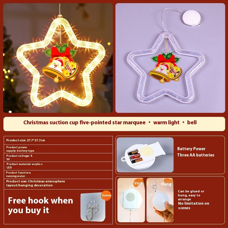 Christmas LED Star Light Decoration Festive Pendant Ornament for Window & Door Holiday Atmosphere Lights Xmas Party Decor