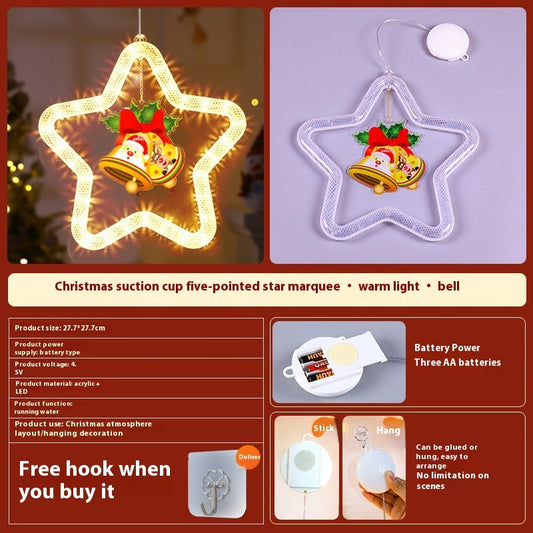 Christmas LED Star Light Decoration Festive Pendant Ornament for Window & Door Holiday Atmosphere Lights Xmas Party Decor