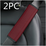 Luxury Fiber Leather Embossed Car Seat Belt Shoulder Pad | Comfort & Style