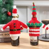 Knitted Christmas Wine Bottle Cover Holiday Decoration Sweater Xmas New Year Dinner Table Decor Santa & Elf Clothes
