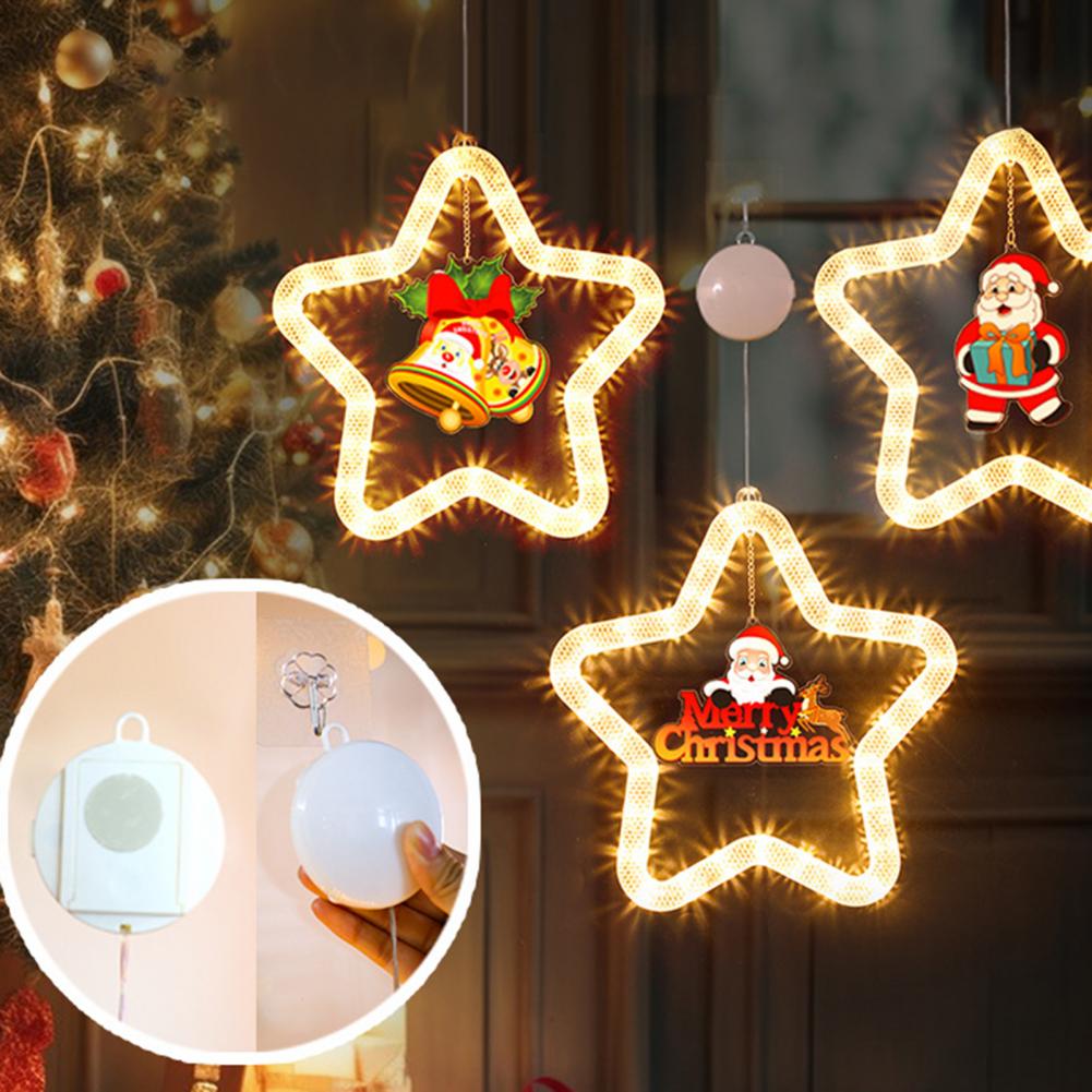 Christmas LED Star Light Decoration Festive Pendant Ornament for Window & Door Holiday Atmosphere Lights Xmas Party Decor