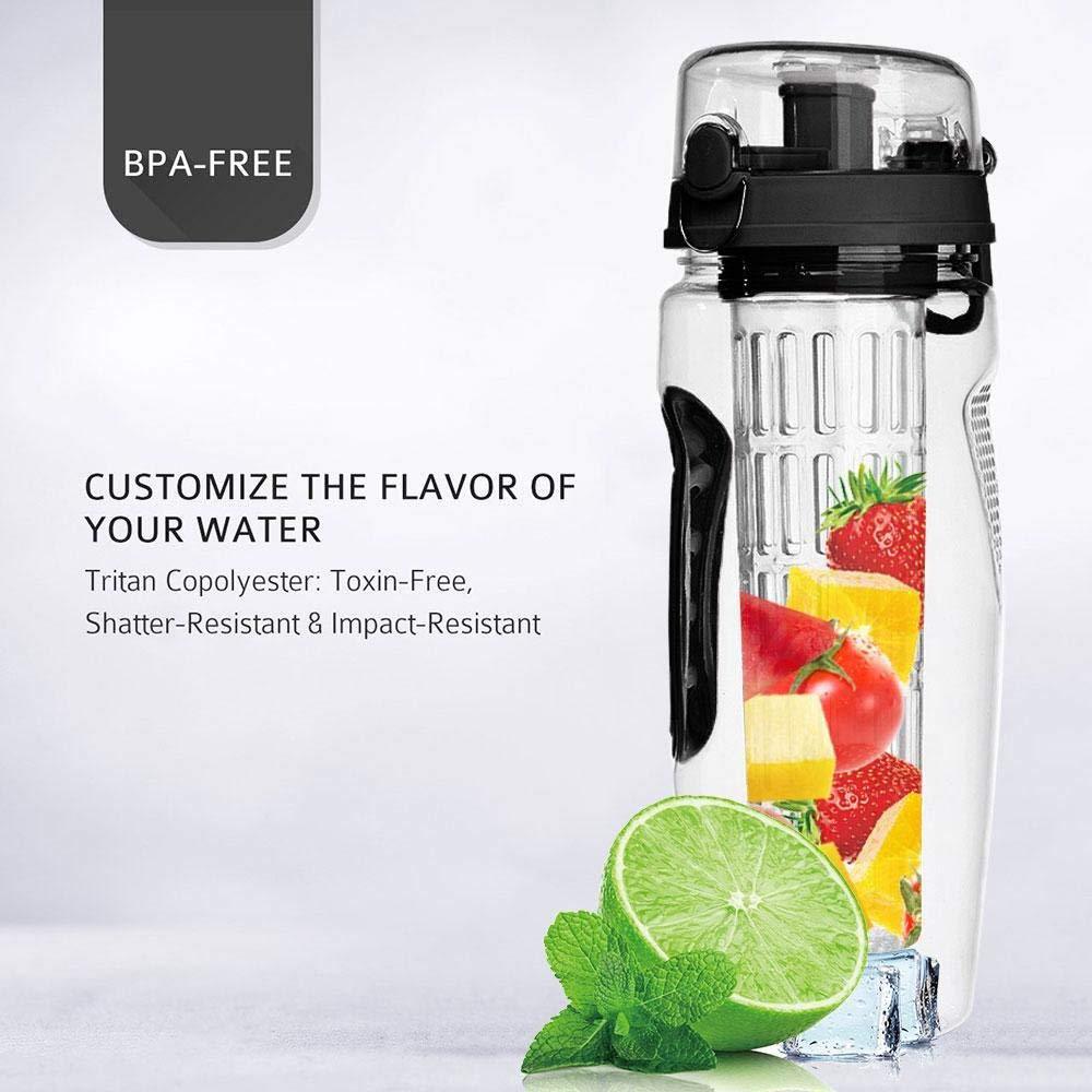32Oz Fruit Infuser Water Bottle BPA Free Plastic Sport Drink Bottle Leakproof Water Fruit Infusing Shaker Large Capacity Juice