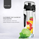 32Oz Fruit Infuser Water Bottle BPA Free Plastic Sport Drink Bottle Leakproof Water Fruit Infusing Shaker Large Capacity Juice