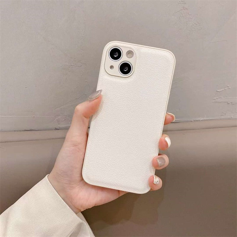 Genuine/Faux Leather Solid Color Phone Cover | Simple Anti-Scratch Case