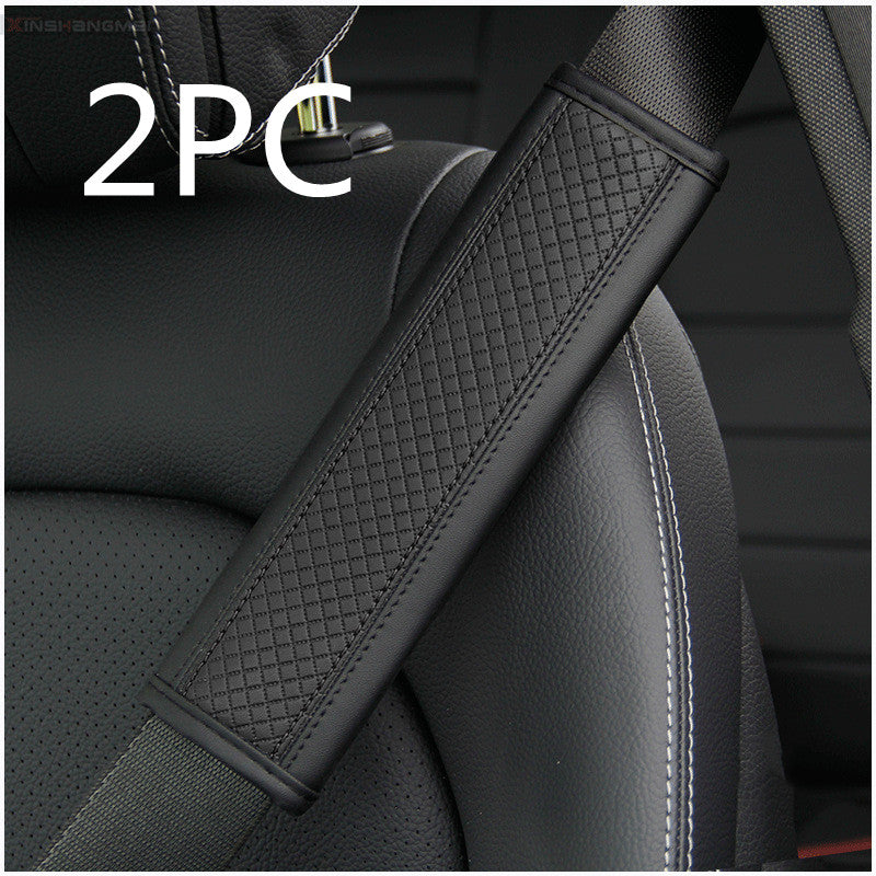Luxury Fiber Leather Embossed Car Seat Belt Shoulder Pad | Comfort & Style