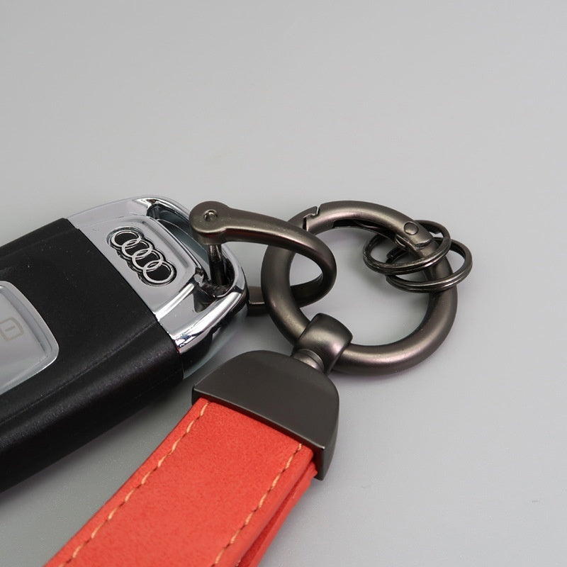 Suede Car Key Chain with Anti-Lost Hardware Premium Key Fob Holder Auto Interior Accessory Durable Metal Key Ring