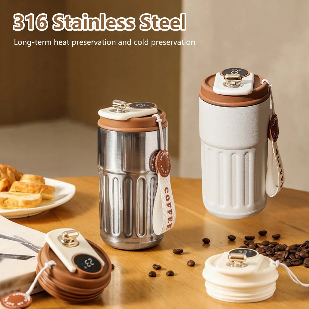 450 ml Smart Digital Display Thermal Bottle Stainless Steel Insulated Cup Portable Coffee Mug Keep Cold/Hot Vacuum Flask