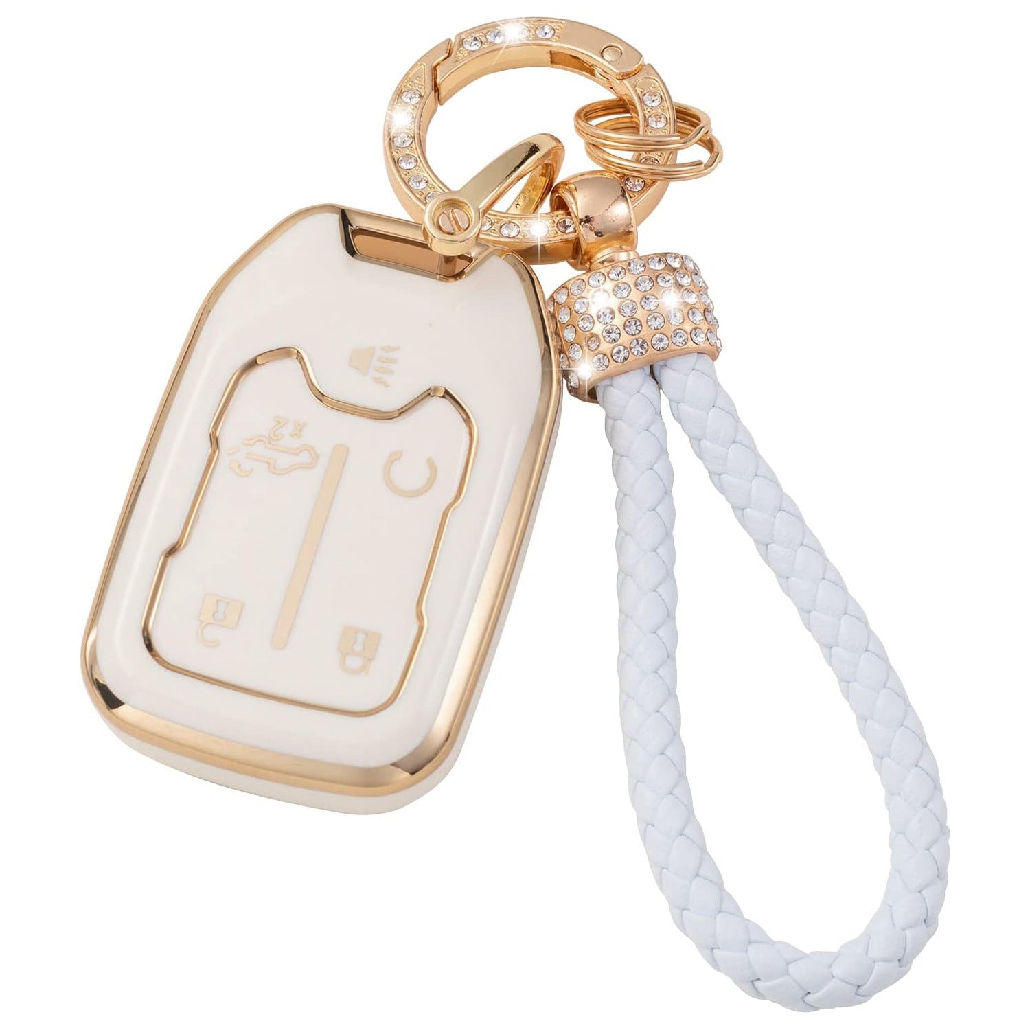 Car Key Case with Hoop Pendant Keychain Protective Key Fob Cover Metal Ring Key Holder Premium Auto Accessories Anti-Scratch