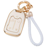 Car Key Case with Hoop Pendant Keychain Protective Key Fob Cover Metal Ring Key Holder Premium Auto Accessories Anti-Scratch