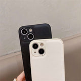 Genuine/Faux Leather Solid Color Phone Cover | Simple Anti-Scratch Case