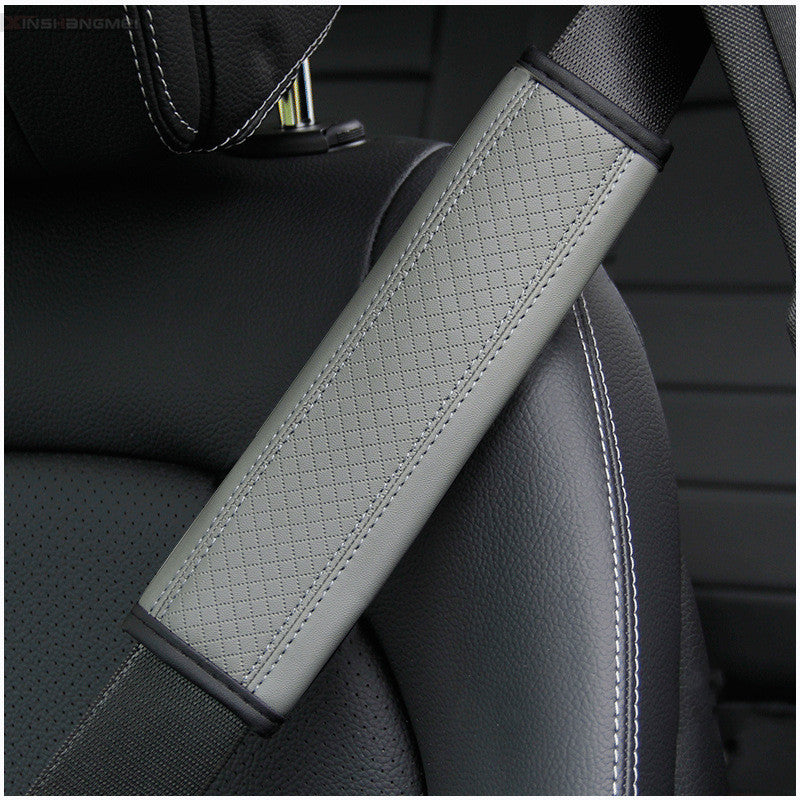 Luxury Fiber Leather Embossed Car Seat Belt Shoulder Pad | Comfort & Style