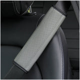 Luxury Fiber Leather Embossed Car Seat Belt Shoulder Pad | Comfort & Style