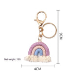 Handmade Rainbow Pendant Keychain | Cotton Braided Tassel for Bag & Car Charm