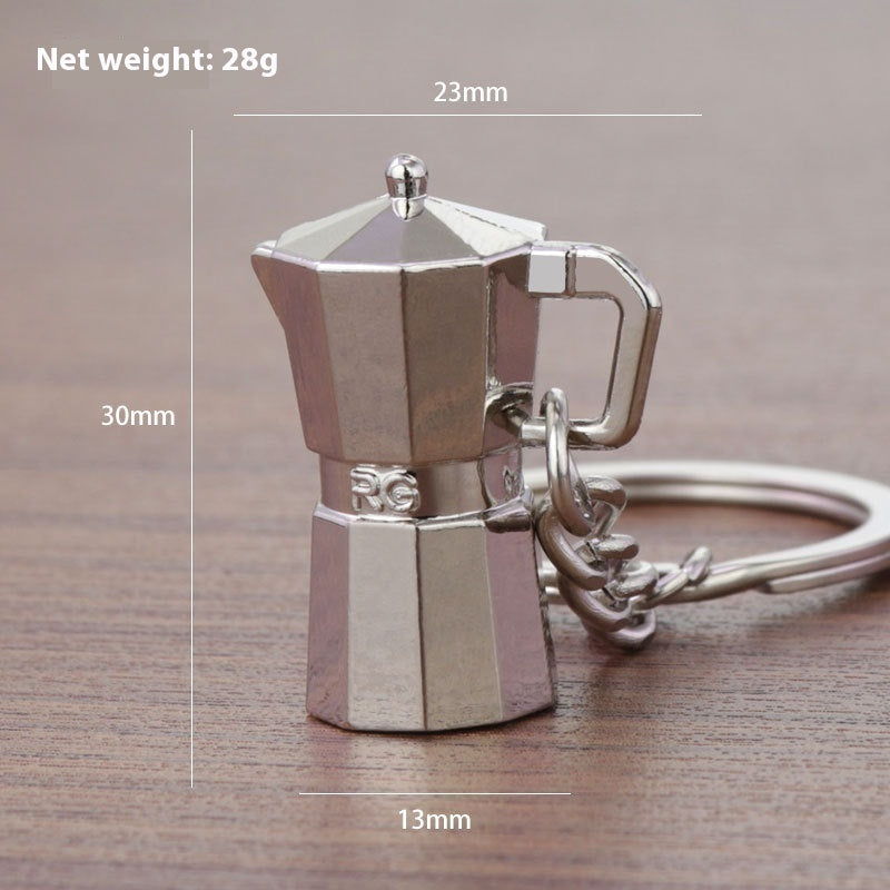 Metal 3D Coffee Keychain Durable Zinc Alloy Car Key Pendant Espresso Machine Replica Unique Coffee Lover Gift
