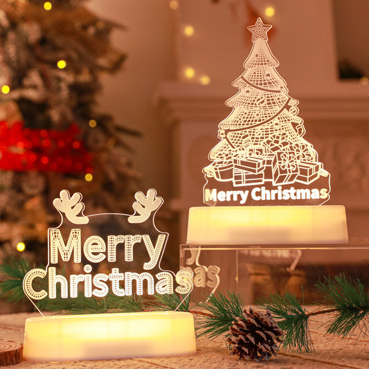 Christmas Decoration 3D Lamp Acrylic LED Night Light New Year Valentines Day Kids Gift Festive Christmas Ornaments Table Decor