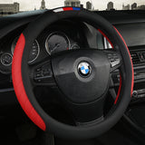 Fashionable Color Block Leather Steering Wheel Wrap | Sporty Interior Accessory