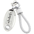 Luxury Silver Edge Car Key Cover & Matching Keychain Pendant Set