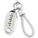 Luxury Silver Edge Car Key Cover & Matching Keychain Pendant Set