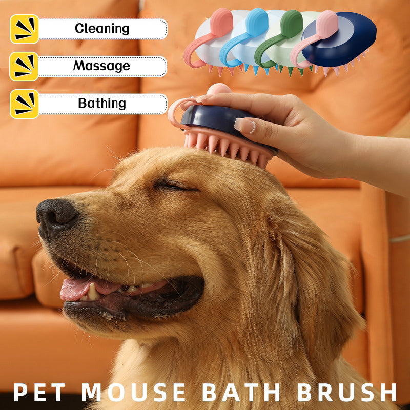 Soft Silicone Pet Bath Brush Handheld Shower Massage Comb Hair Remover & Shampoo Foaming Tool For Dogs & Cats