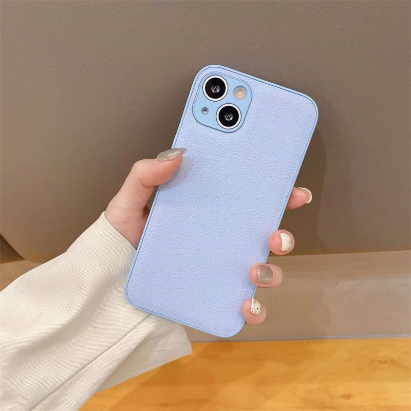 Genuine/Faux Leather Solid Color Phone Cover | Simple Anti-Scratch Case