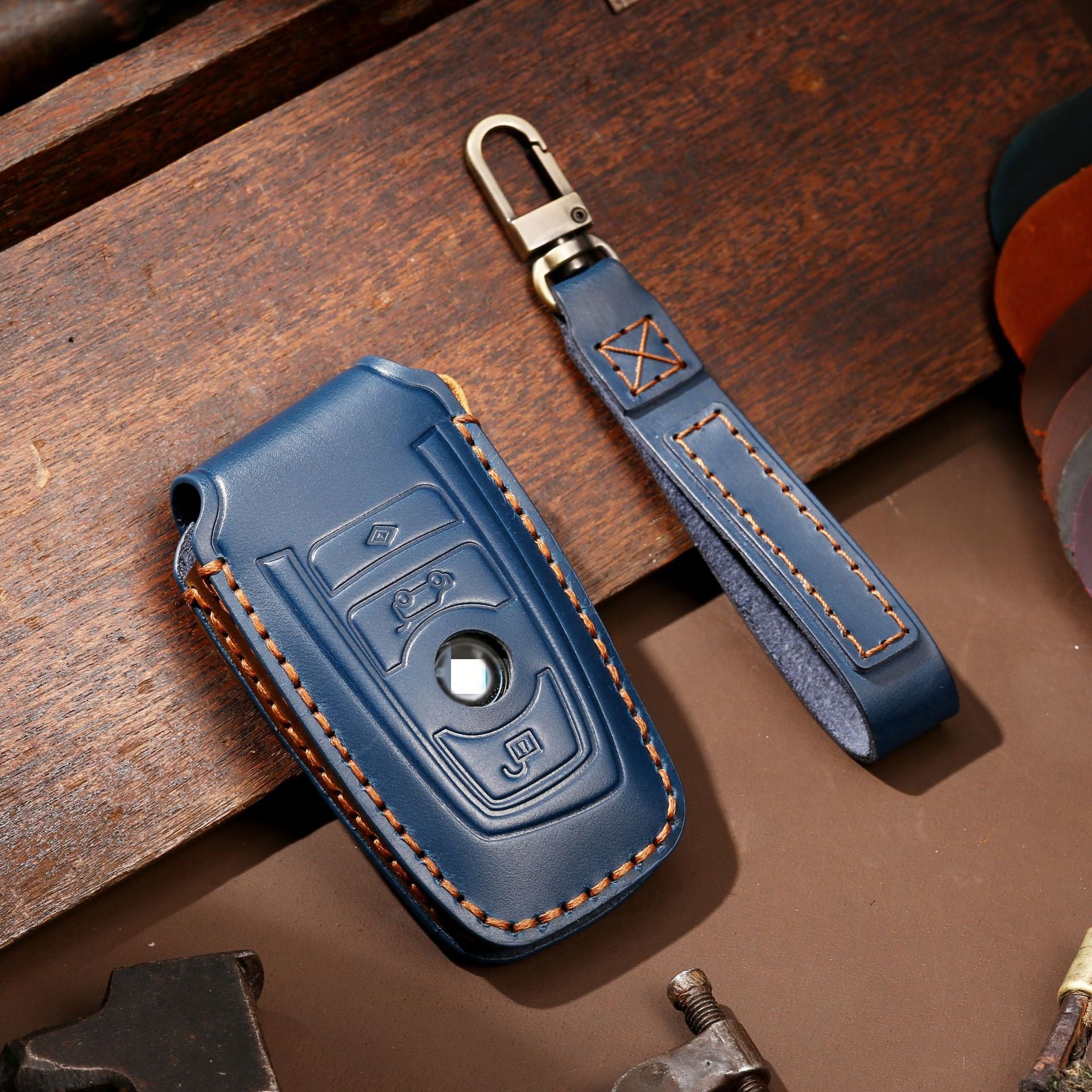 Luxury Handmade Genuine Leather Car Key Cover | High-End Key Fob Case