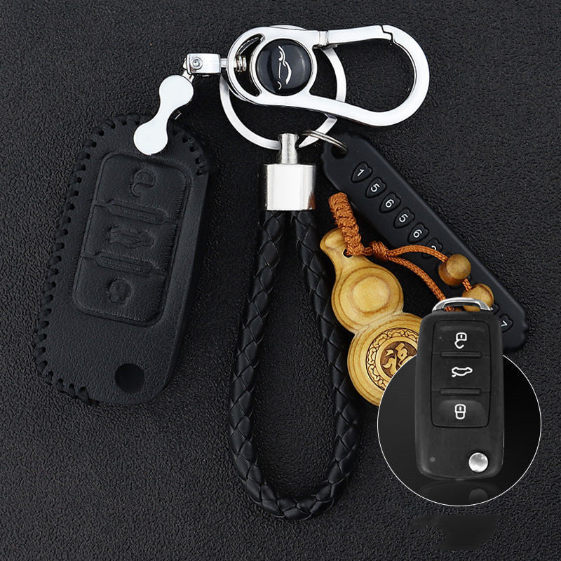 Customizable Genuine Leather Car Key Cover | DIY Modification Key Fob Case