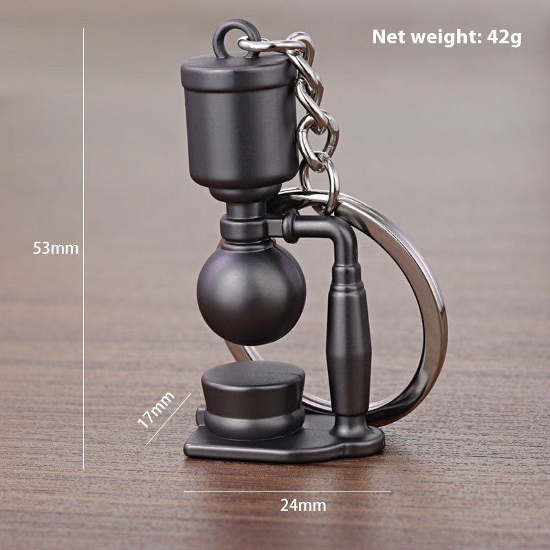 Metal 3D Coffee Keychain Durable Zinc Alloy Car Key Pendant Espresso Machine Replica Unique Coffee Lover Gift