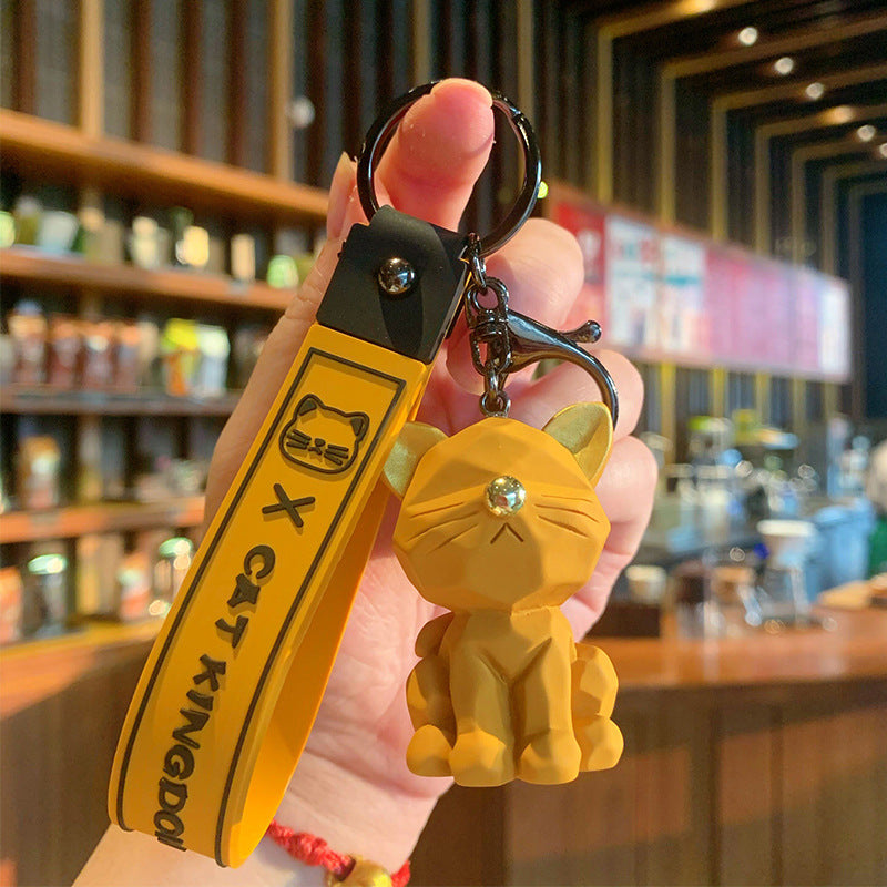 Cute Face Kitty Car Keychain Adorable Cat Key Ring Pendant Creative Auto Accessory for Women & Girls Bag Charm Gift