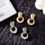 Luxury Hollow Round Moon Drop Earrings Micro-wax Inlay Natural Zircon Flower Rose Gold/Silver Bridal Wedding Jewelry for Women