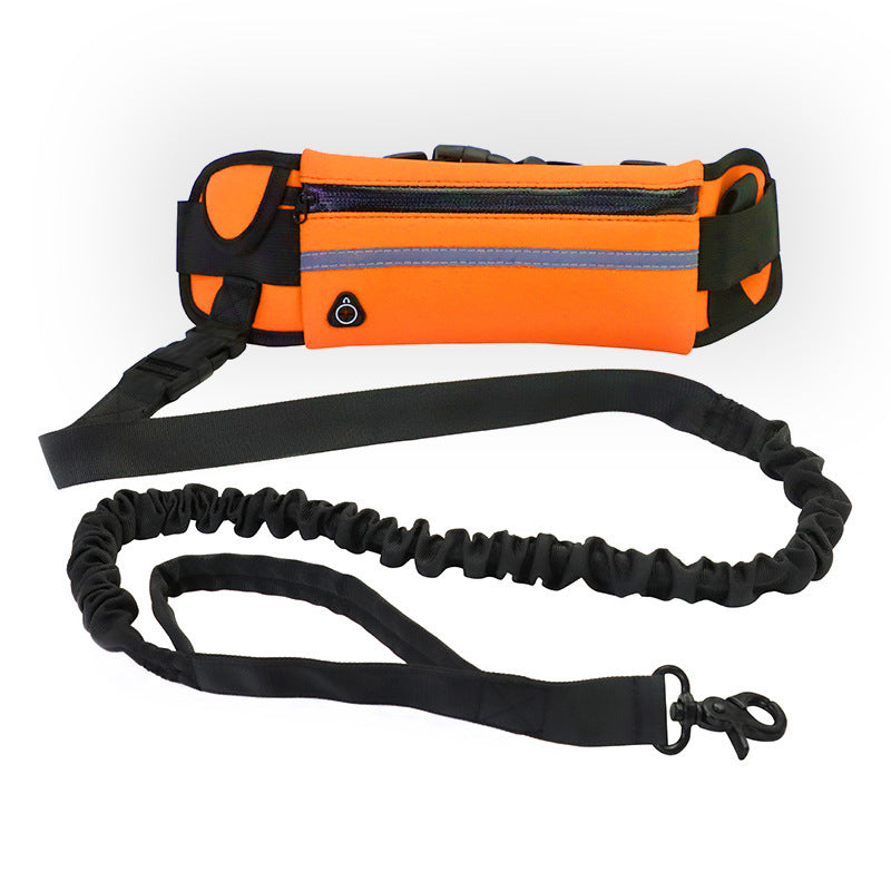 Hands Free Dog Leash & Training Belt $\vert$ Shock Absorbing Bungee for Large Dogs (Up to 180lbs) $\vert$ Includes Phone Pocket & Water Bottle Holder