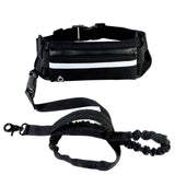 Hands Free Dog Leash & Training Belt $\vert$ Shock Absorbing Bungee for Large Dogs (Up to 180lbs) $\vert$ Includes Phone Pocket & Water Bottle Holder
