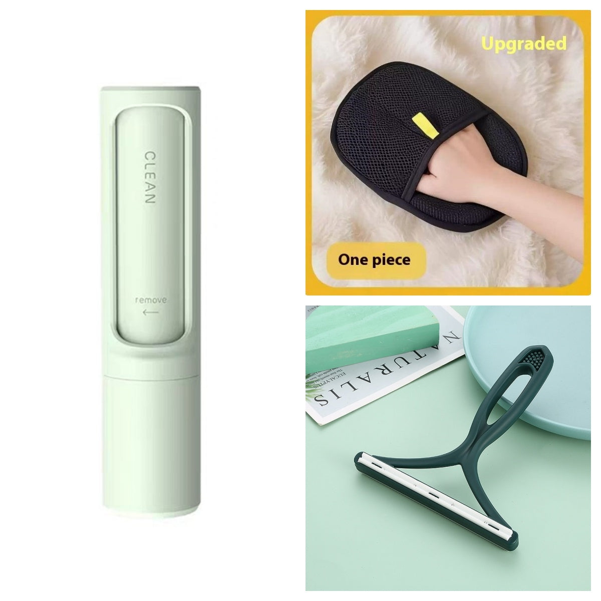 Portable 2-in-1 Pet Hair Remover Self-Cleaning Lint Brush Effective Tool for Cat & Dog Fur Removal from Furniture & Clothes