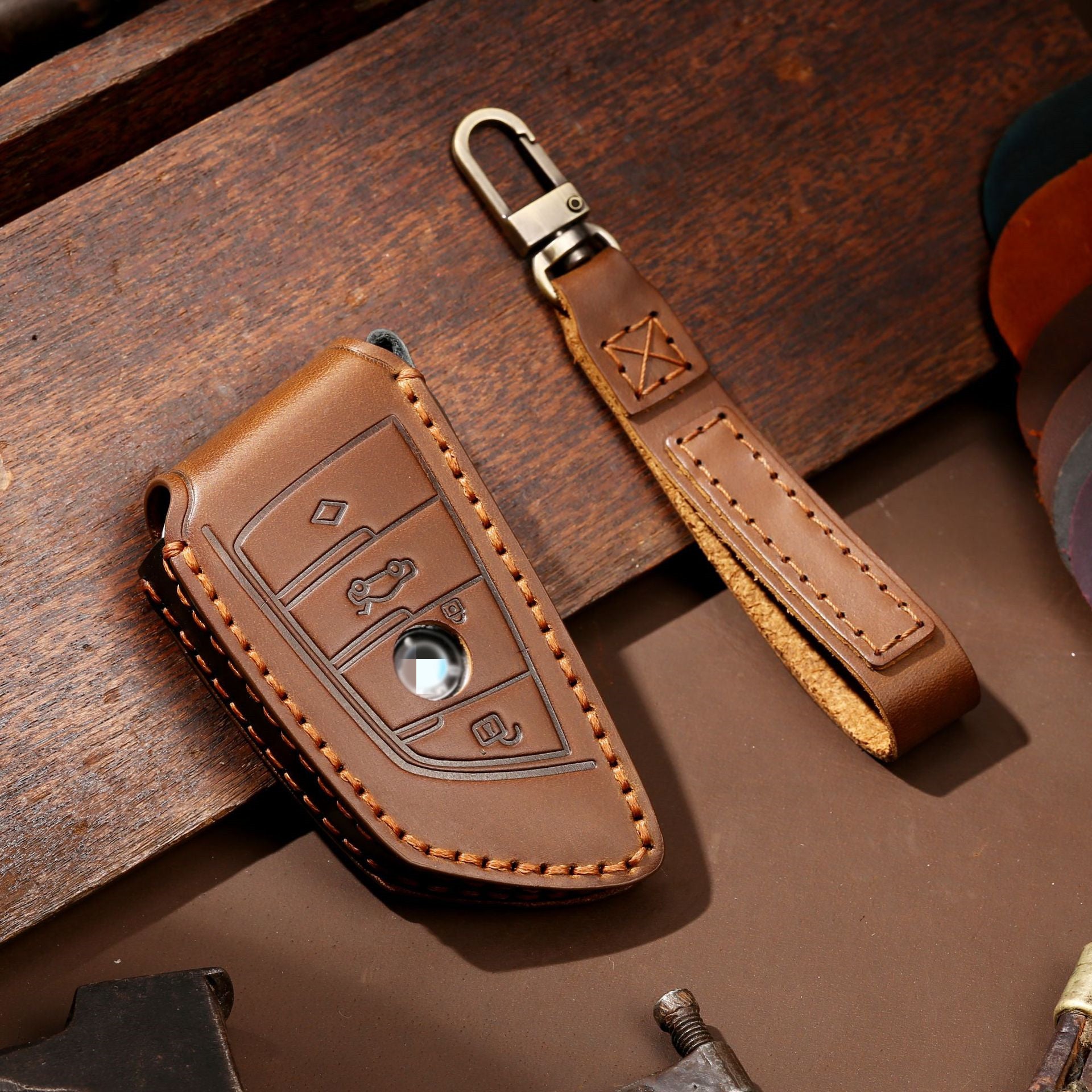 Luxury Handmade Genuine Leather Car Key Cover | High-End Key Fob Case