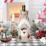 Christmas Linen Bottle Cover Festive Holiday Wine Decoration Reusable Xmas Table Supplies Gift Bag