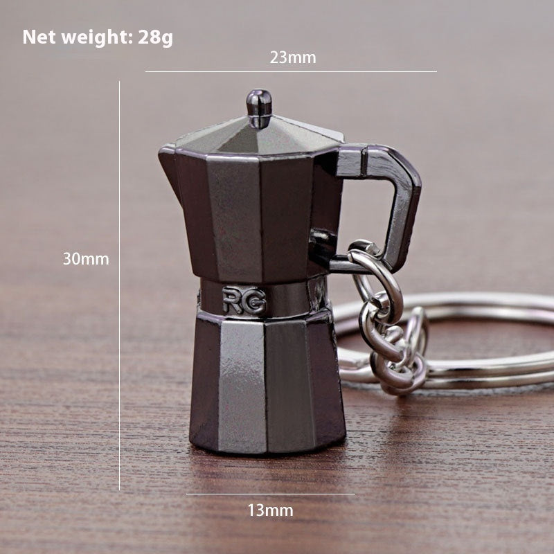Metal 3D Coffee Keychain Durable Zinc Alloy Car Key Pendant Espresso Machine Replica Unique Coffee Lover Gift