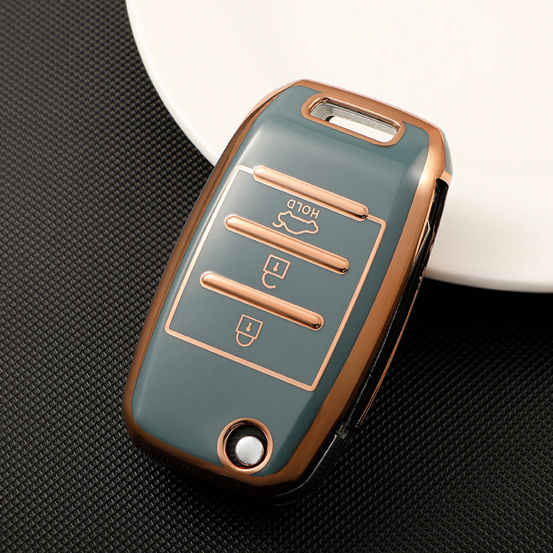 Luxury Car Key Case with Golden Edge | Gold Trim Key Fob Protective Cover
