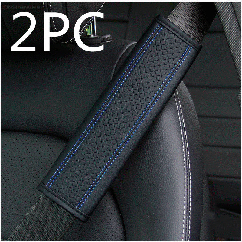 Luxury Fiber Leather Embossed Car Seat Belt Shoulder Pad | Comfort & Style