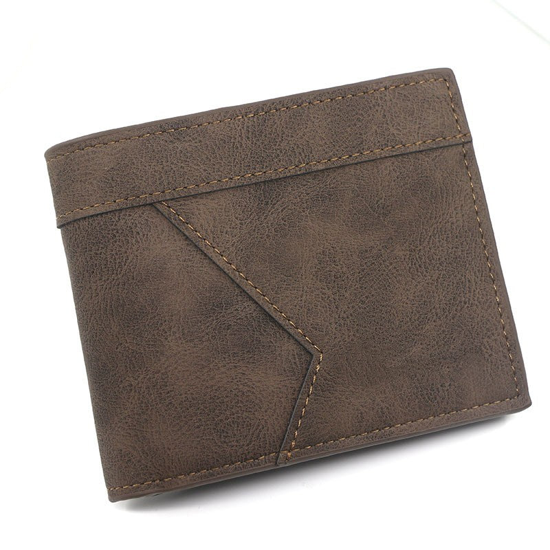 Men's Short Matte Leather Wallet Large Capacity Bifold Compact Money Clip & Card Holder Slim RFID Blocking