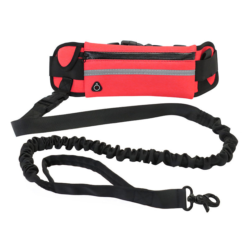 Hands Free Dog Leash & Training Belt $\vert$ Shock Absorbing Bungee for Large Dogs (Up to 180lbs) $\vert$ Includes Phone Pocket & Water Bottle Holder