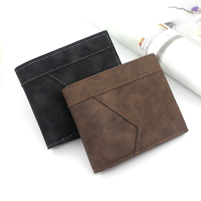Men's Short Matte Leather Wallet Large Capacity Bifold Compact Money Clip & Card Holder Slim RFID Blocking