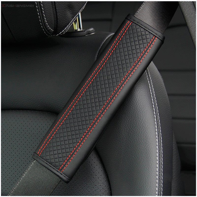 Luxury Fiber Leather Embossed Car Seat Belt Shoulder Pad | Comfort & Style