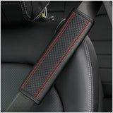 Luxury Fiber Leather Embossed Car Seat Belt Shoulder Pad | Comfort & Style
