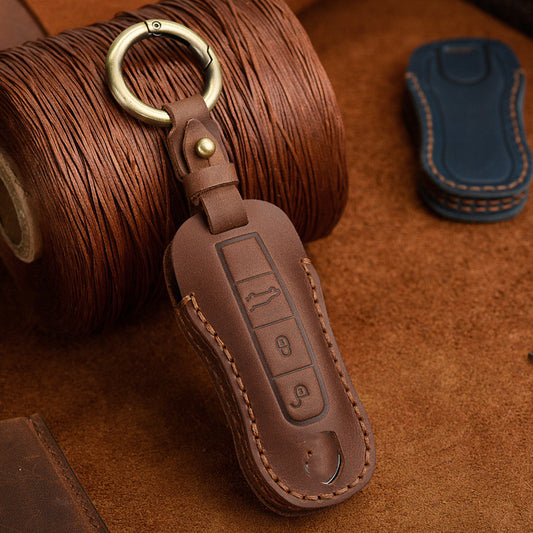 Authentic Leather Retro Key Cover | Vintage Style Key Fob Bag Buckle