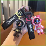 Cute Cartoon Astronaut & Lightning Bear Keychain | Unique Car Key & Bag Pendant