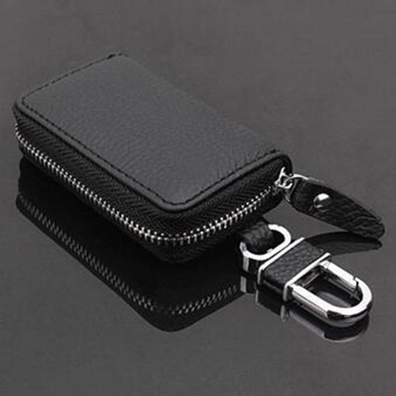 Genuine First Layer Leather Car Key Case | Luxury Litchi Grain Key Fob Cover